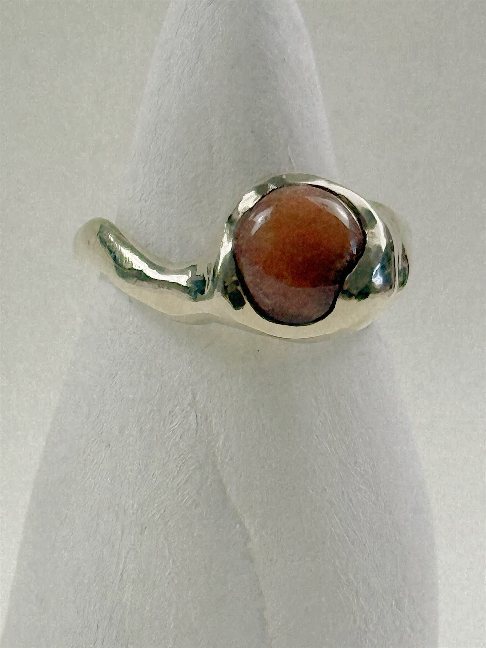 handcrafted artisan ring with red aventurine