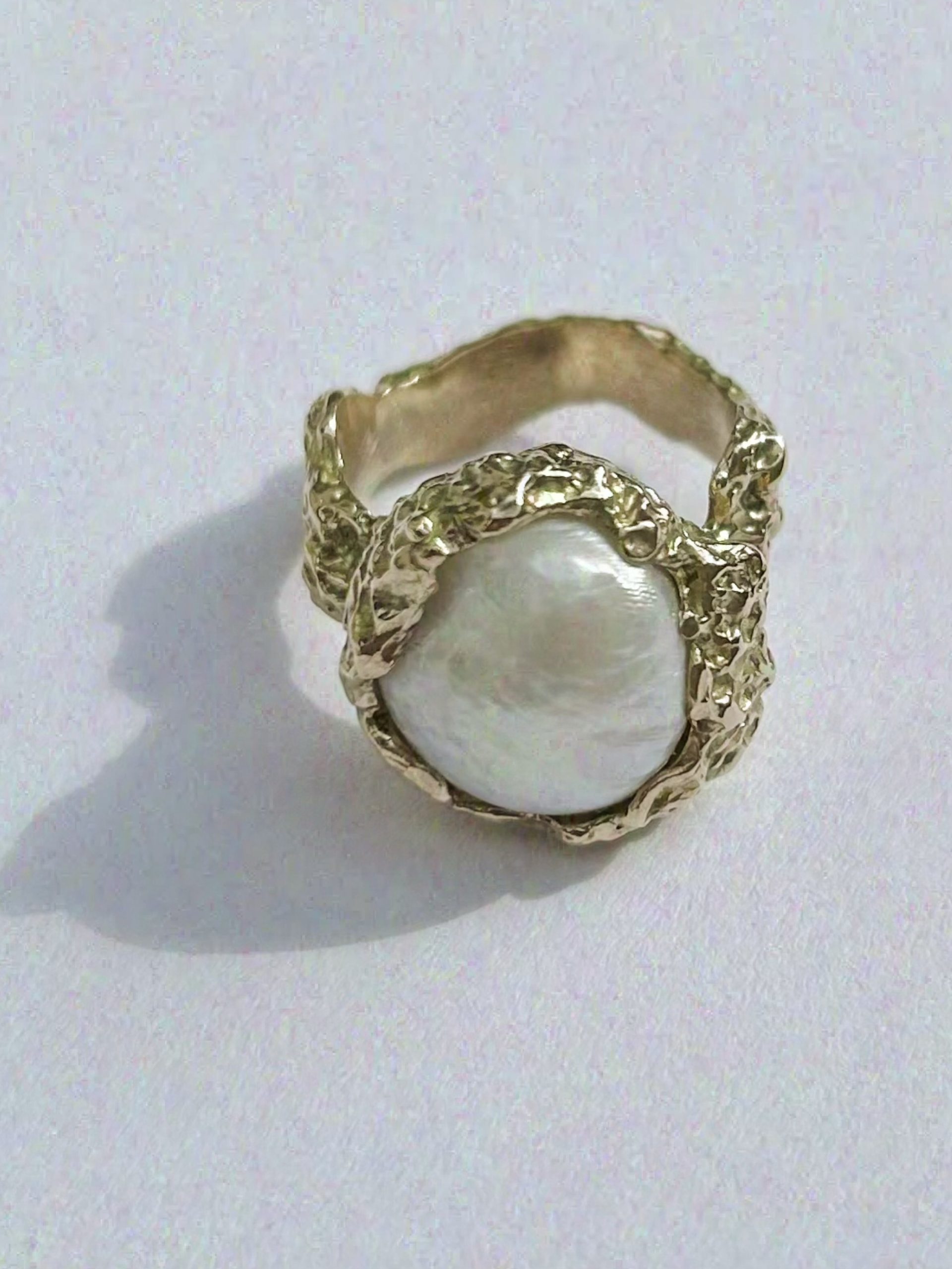 one of a kind statement ring with freshwater pearl