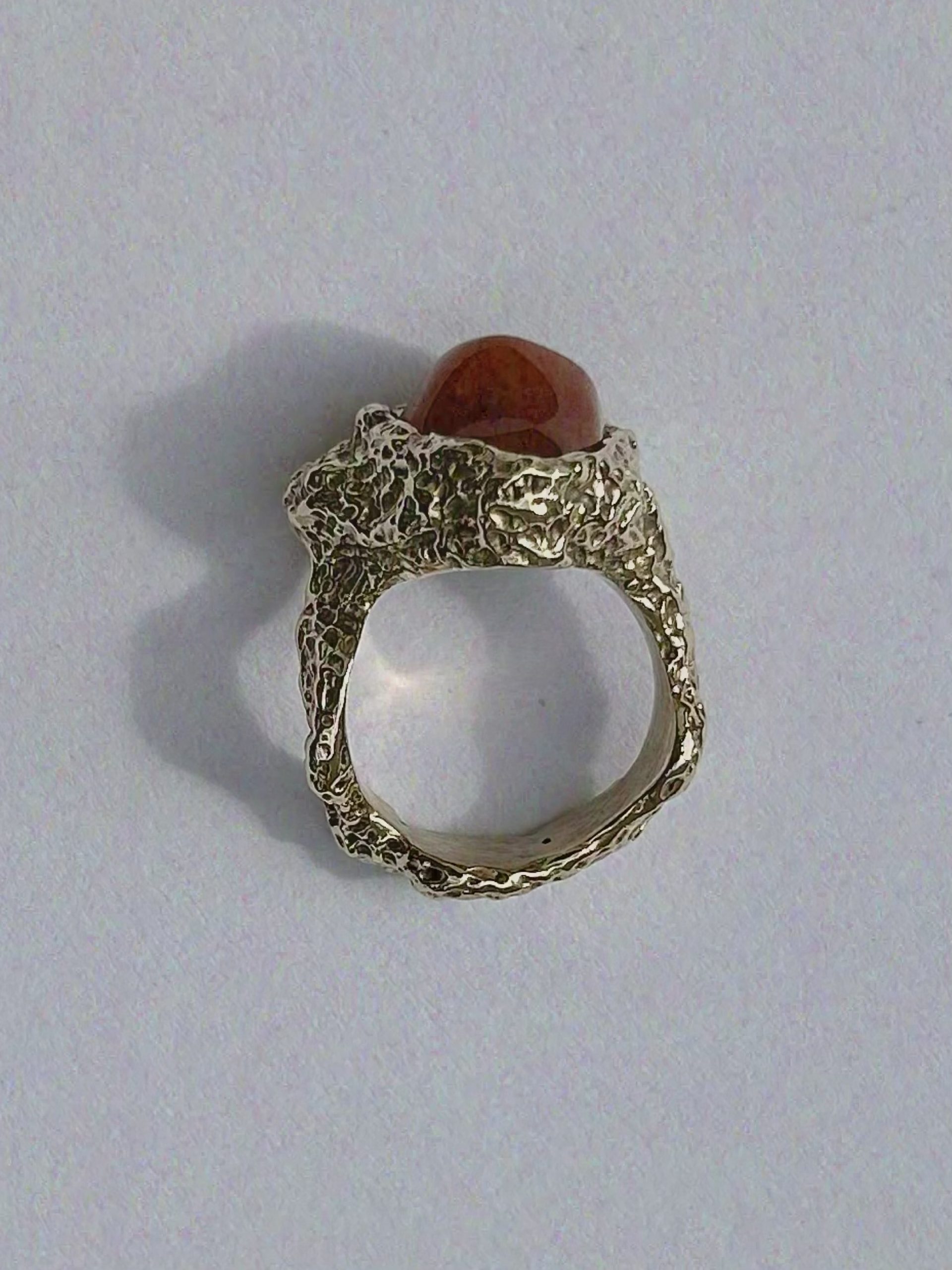 organic shape sculptural ring with carnelian