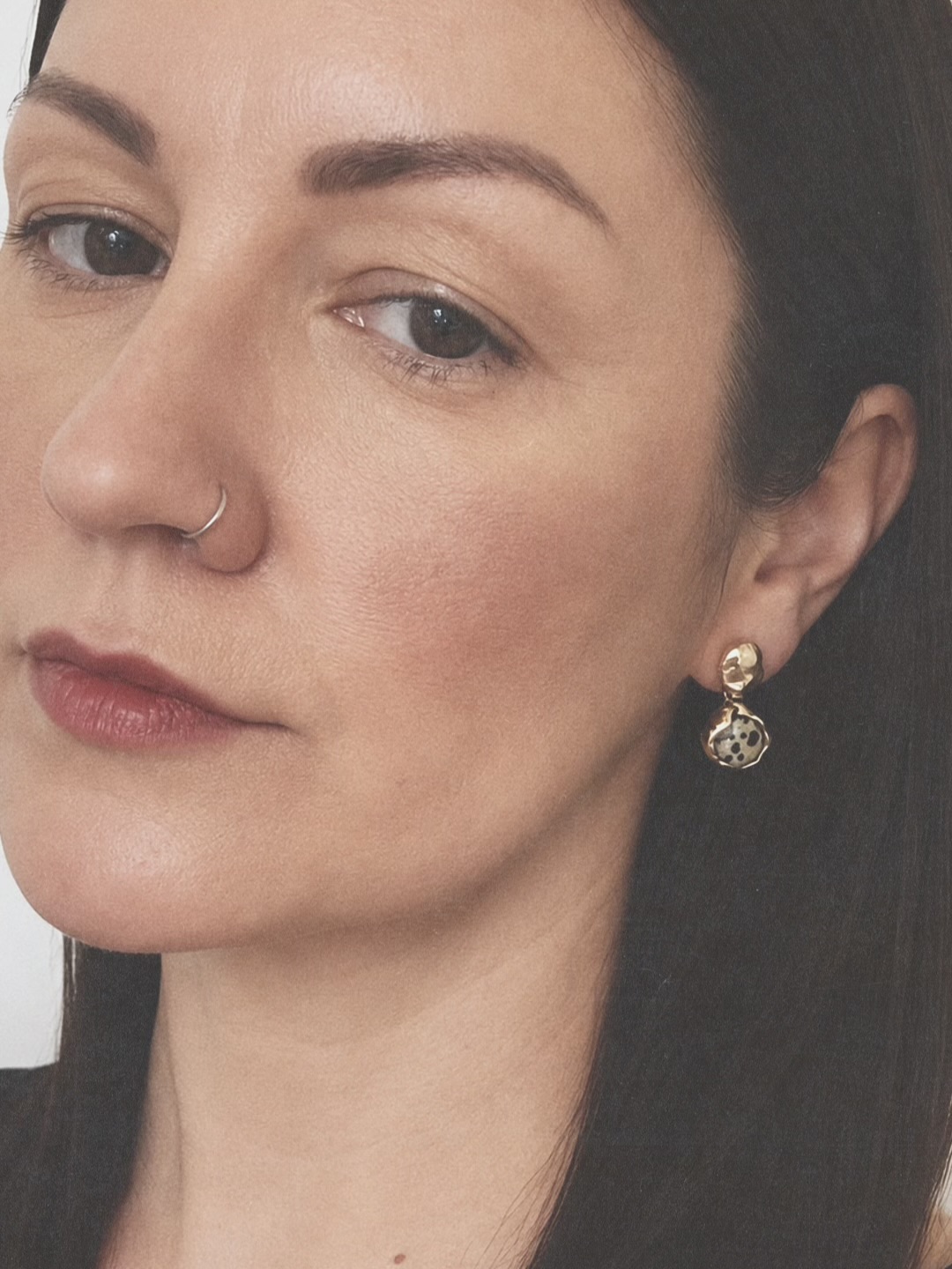 dalmatian jasper earrings from the quiet forms collection